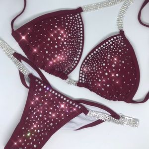 New Maroon Red Competition Bikini. Scrunch bottoms